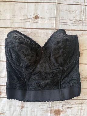 Vintage Smoothie Solutions Black Lace Backless Bustier Corset Bra Top Size 36DD